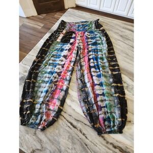 Earthbound Tie Dye Harem Pants Womens Medium Multicolor Boho Hippie Festival